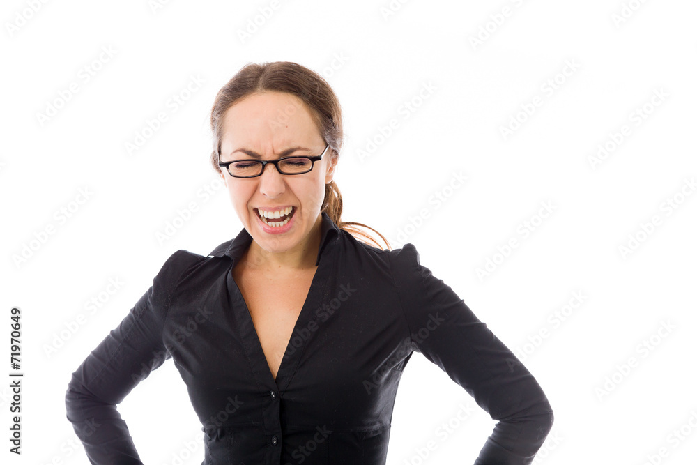 model isolated on plain background furious screaming model isolated on plain background furious screaming