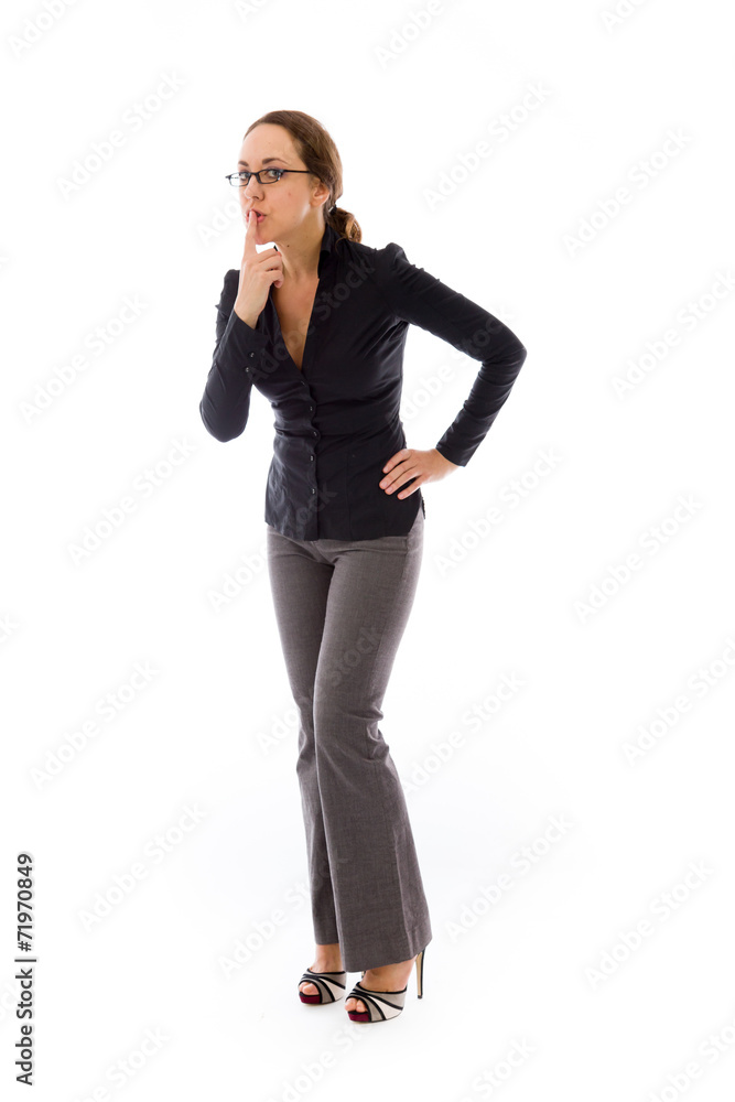 Fototapeta premium model isolated with finger on lips secret