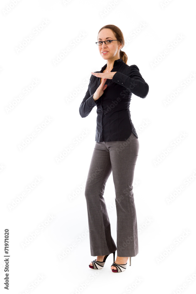 model isolated on plain background hand gesture break sign model isolated on plain background hand gesture break sign