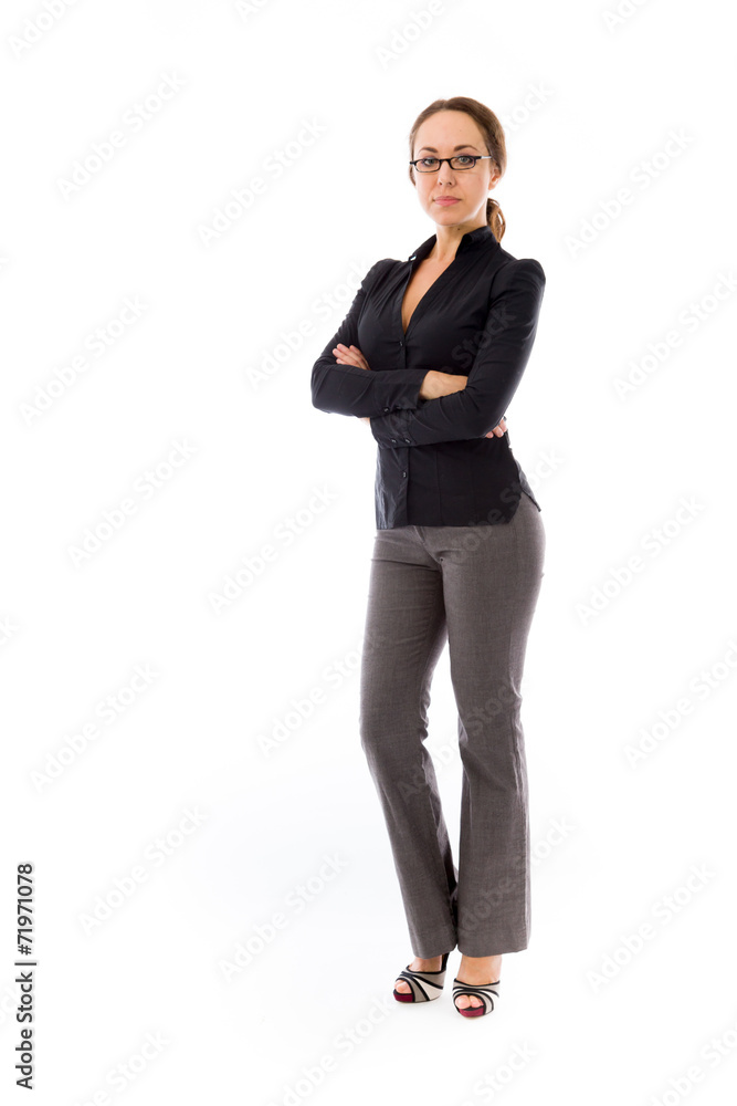 model isolated on plain background happy smiling arms crossed model isolated on plain background happy smiling arms crossed