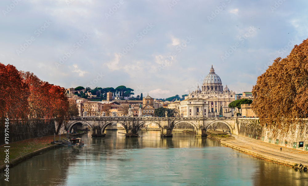 View of the Vatican with Saint Peter's Basilica and Sant'Angelo'