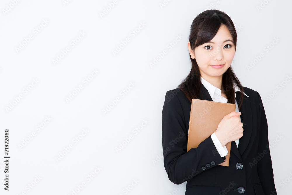 asian businesswoman on white background