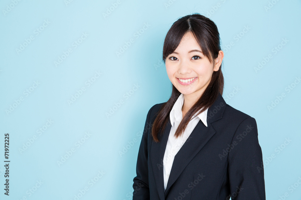 asian businesswoman on blue background asian businesswoman on blue background