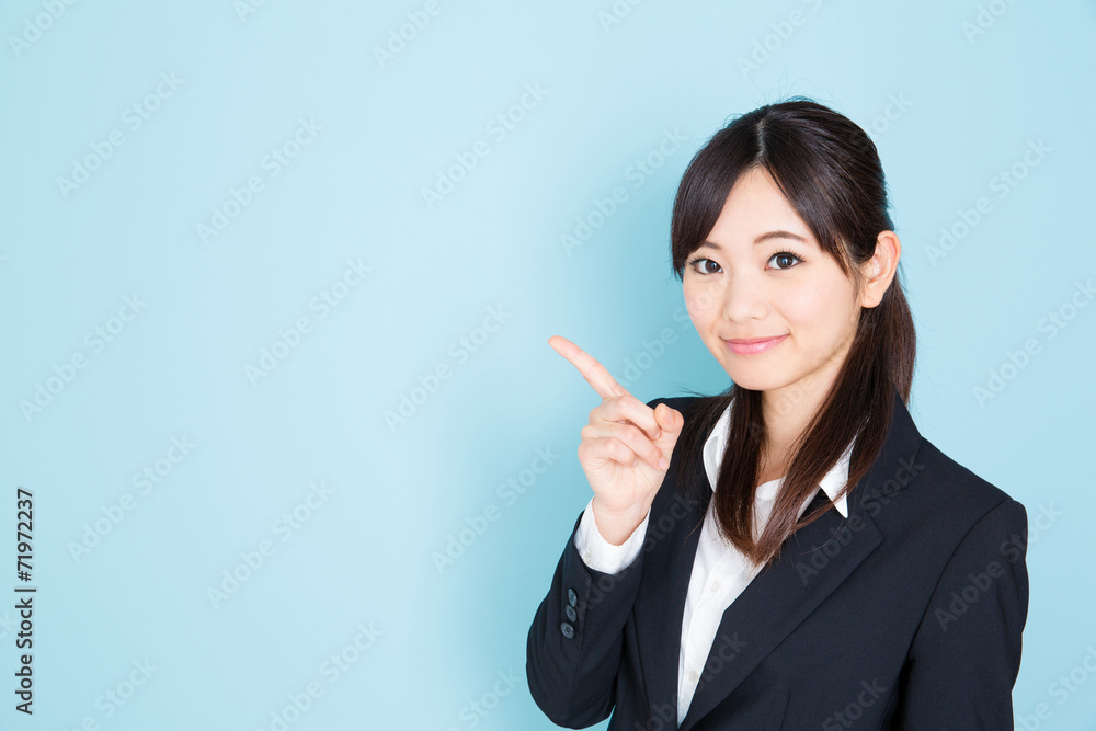 asian businesswoman on blue background asian businesswoman on blue background