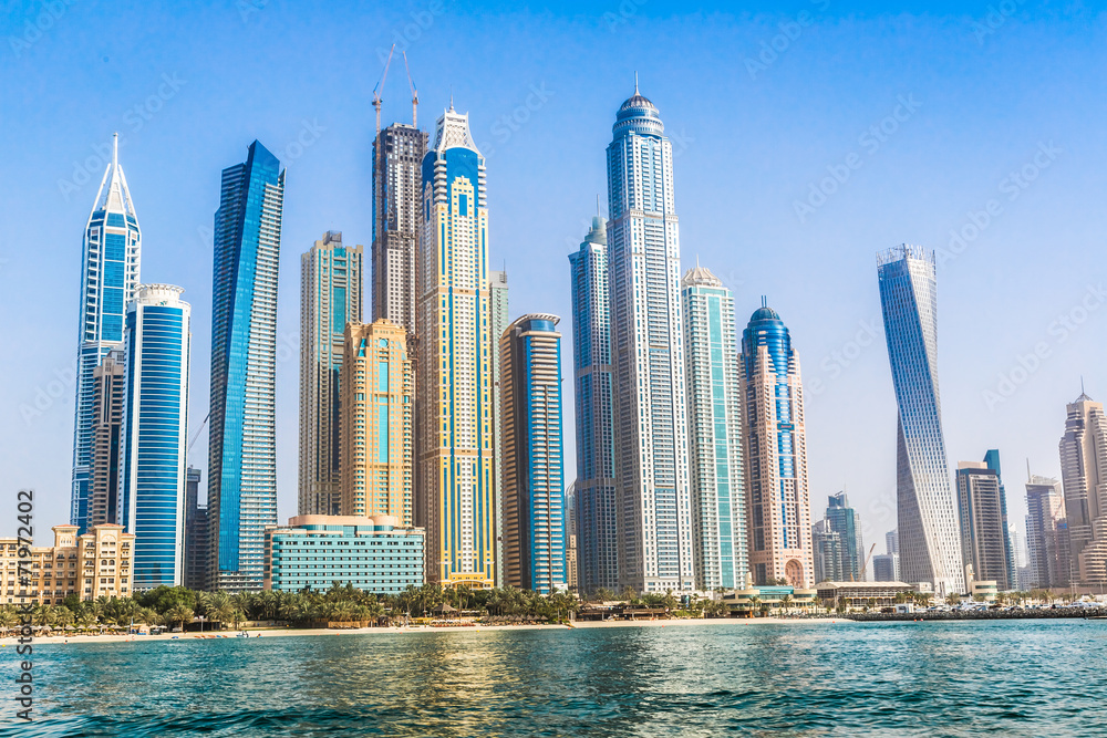 Fototapeta premium Pejzaż Dubai Marina, Zjednoczone Emiraty Arabskie