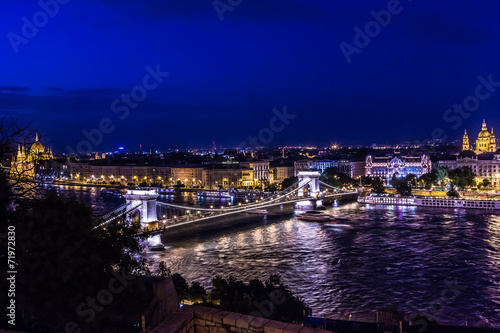Panorama of Budapest  Hungary  with the Chain Bridge and the Par
