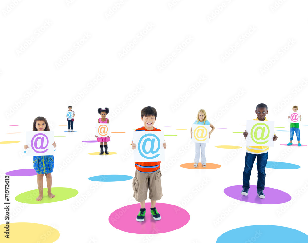 Children Connected and Holding Placard Children Connected and Holding Placard
