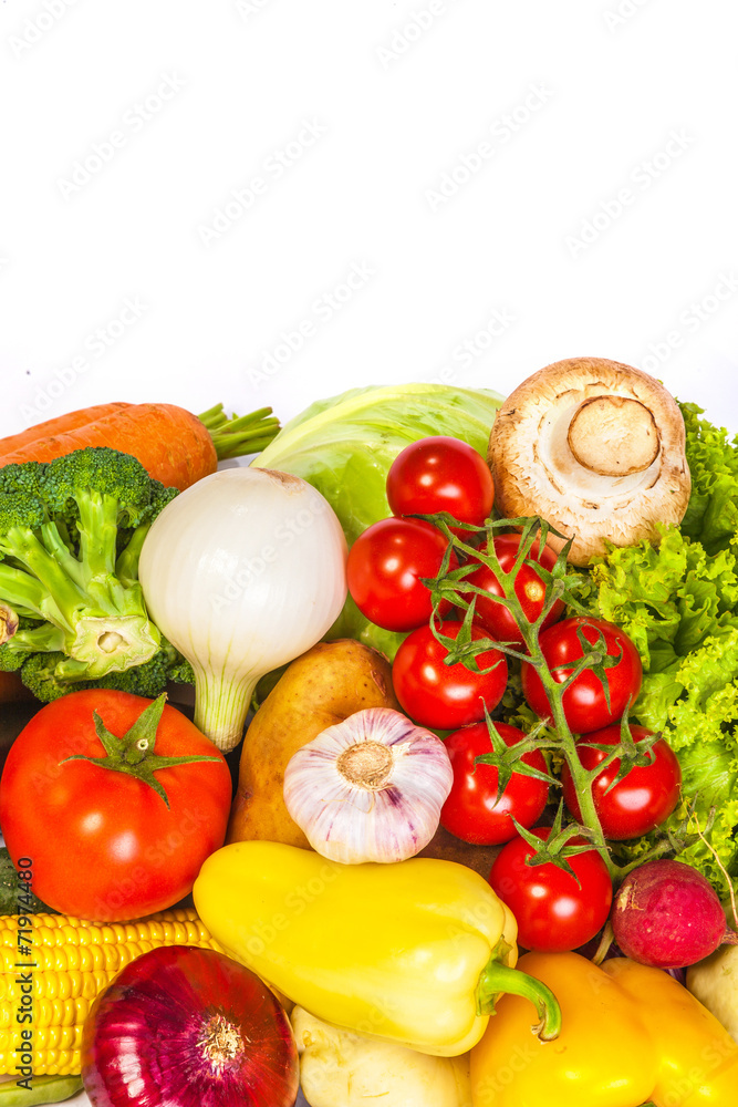 Group of fresh vegetables isolated on white Group of fresh vegetables isolated on white