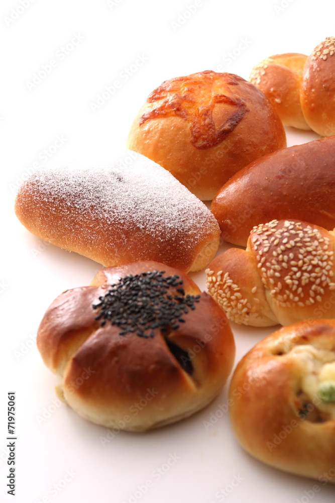 fresh bread roll with white bakgrond