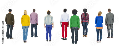 Multiethnic Group of People Standing Rear View photo