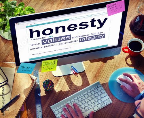 Businessman Searching about the Word Honesty