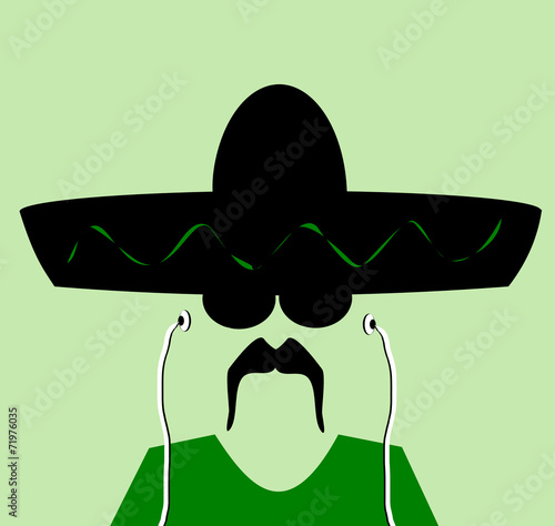 man wearing sombrero and headphones