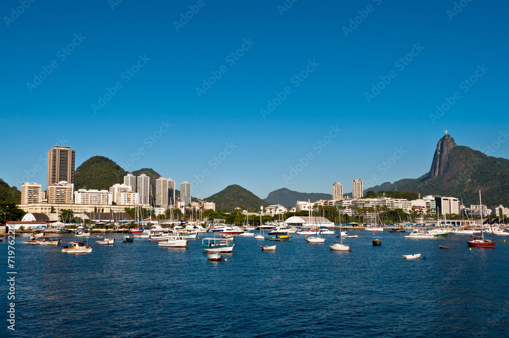 Rio de Janeiro City with Christ the Redeemer and Boats