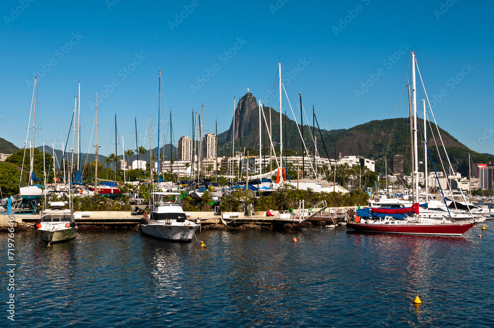 Rio de Janeiro Harbor and Yacht Club and Corcovado
