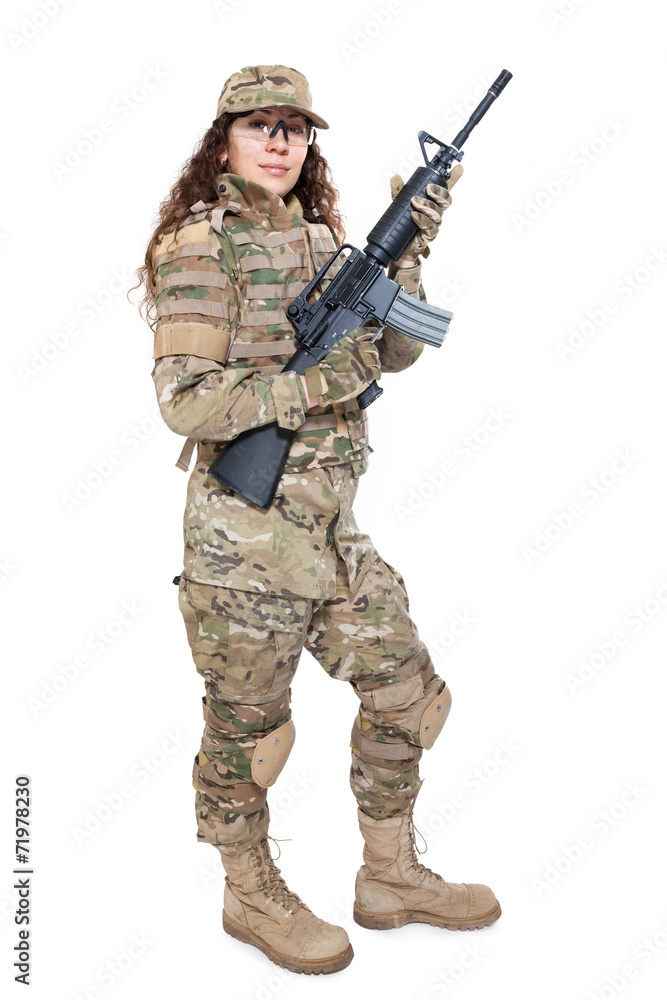 Beautiful army girl with rifle Beautiful army girl with rifle