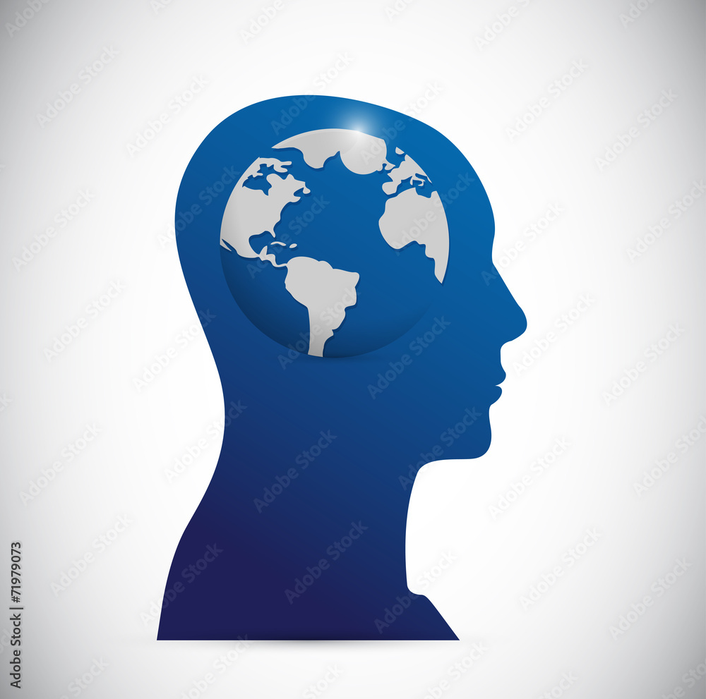 head and globe illustration design head and globe illustration design