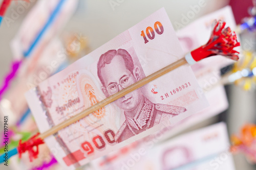 Money tree at a traditional Buddhist ceremony, Kathin, Thailand photo