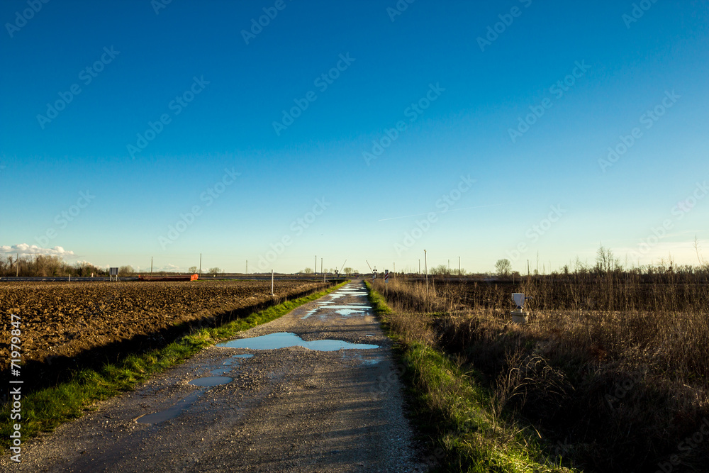 puddles in the country road