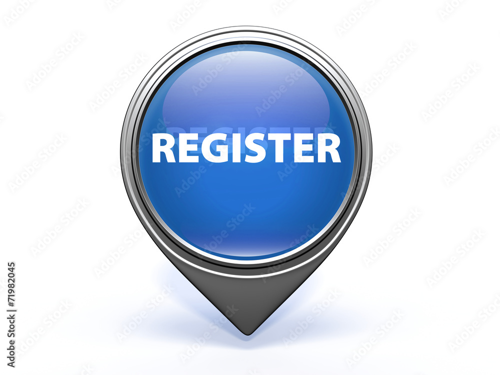 register pointer button on white background register pointer button on white background