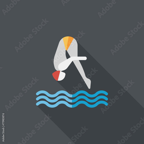 Jump Diving flat icon with long shadow,eps10