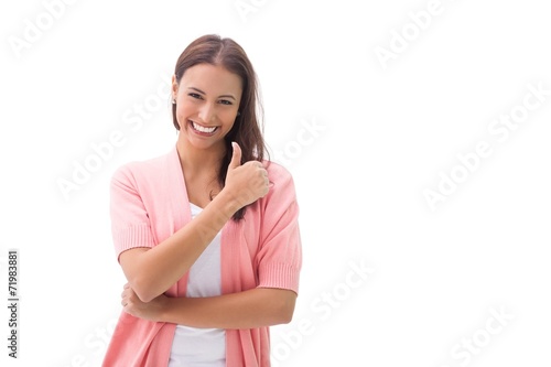 Pretty brunette smiling at camera