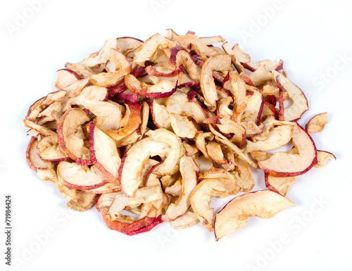 Dried apple sleces isolated on white background