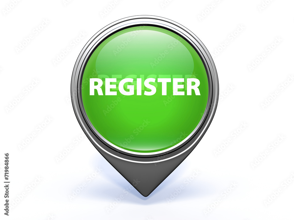 register pointer button on white background register pointer button on white background