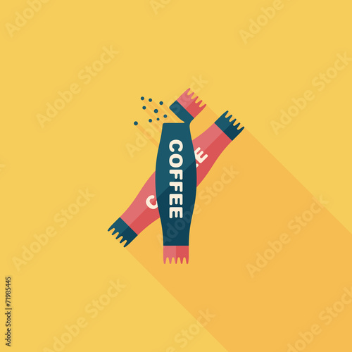 3 in 1 coffee flat icon with long shadow,eps10