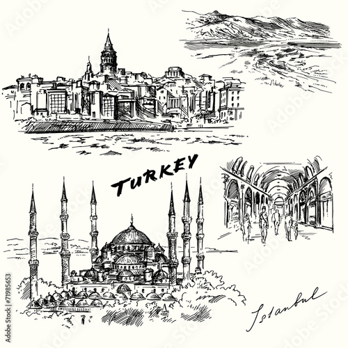 Turkey, Istanbul - hand drawn set