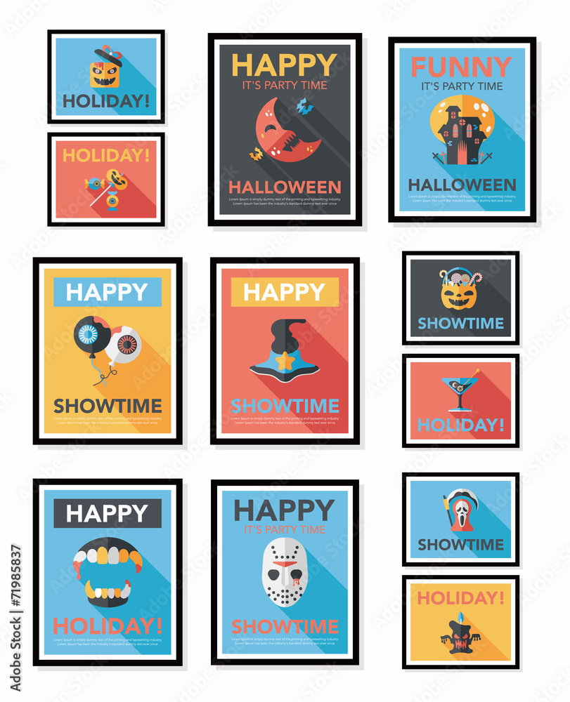 Halloween poster banner design flat background set, eps10 Halloween poster banner design flat background set, eps10