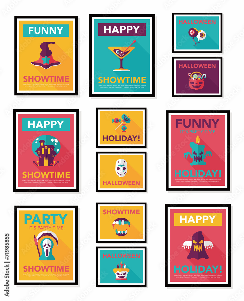 Halloween poster banner design flat background set, eps10 Halloween poster banner design flat background set, eps10