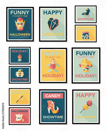 Halloween poster banner design flat background set  eps10