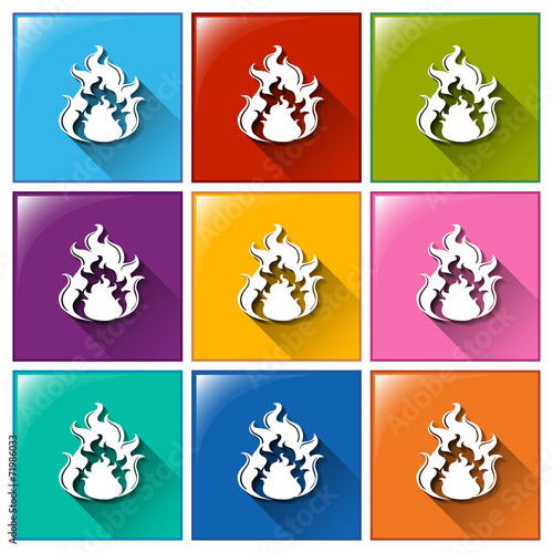 Buttons with flames