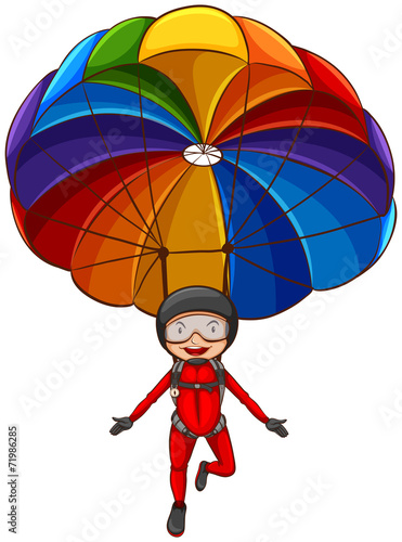 A simple sketch of a girl with a parachute