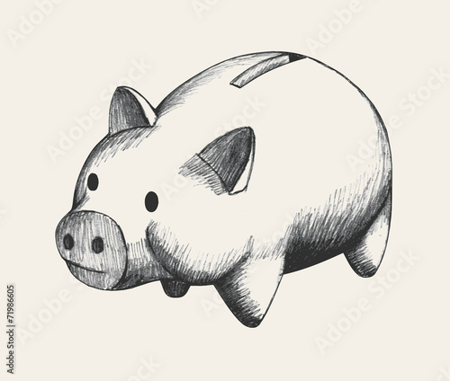 Sketch illustration of piggy bank