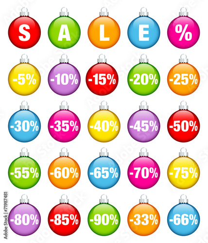 Colored Christmas Balls "SALE" Minus Percentsign