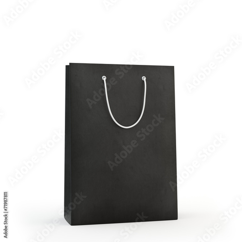 Black paper bag , isolated