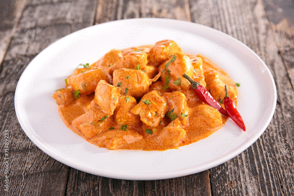 chicken cooked with curry sauce