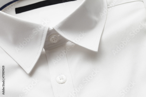 Fotografering Close up of white collar on shirt, studio