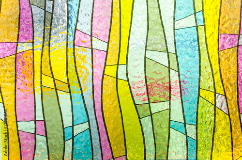 Multicolored stained glass church window portrait orientation