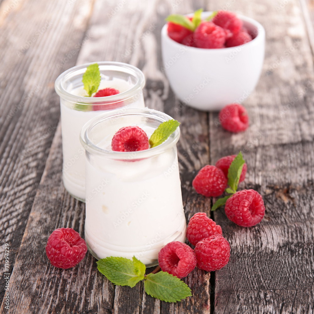 yogurt and raspberry yogurt and raspberry