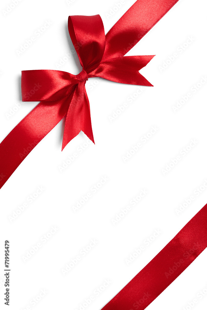 Shiny red satin ribbon on white background Shiny red satin ribbon on white background