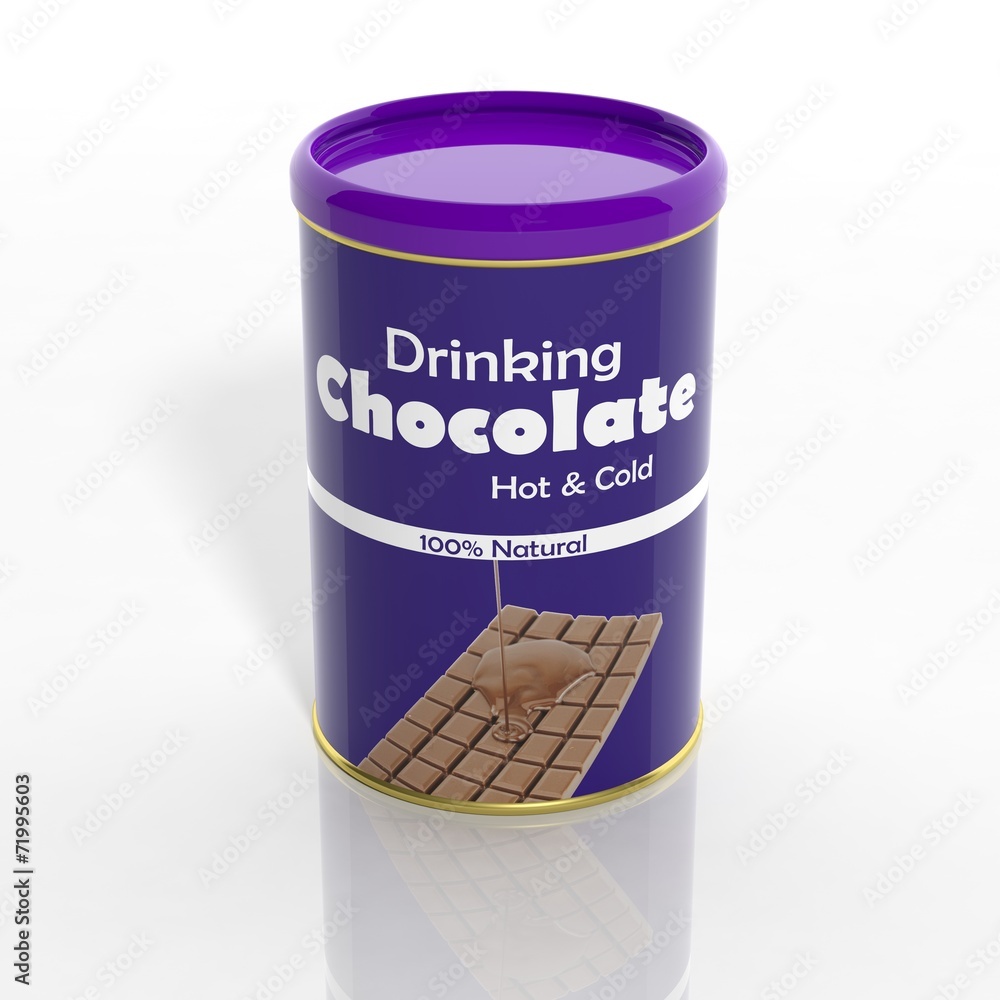 3D chocolate powder can isolated on white 3D chocolate powder can isolated on white