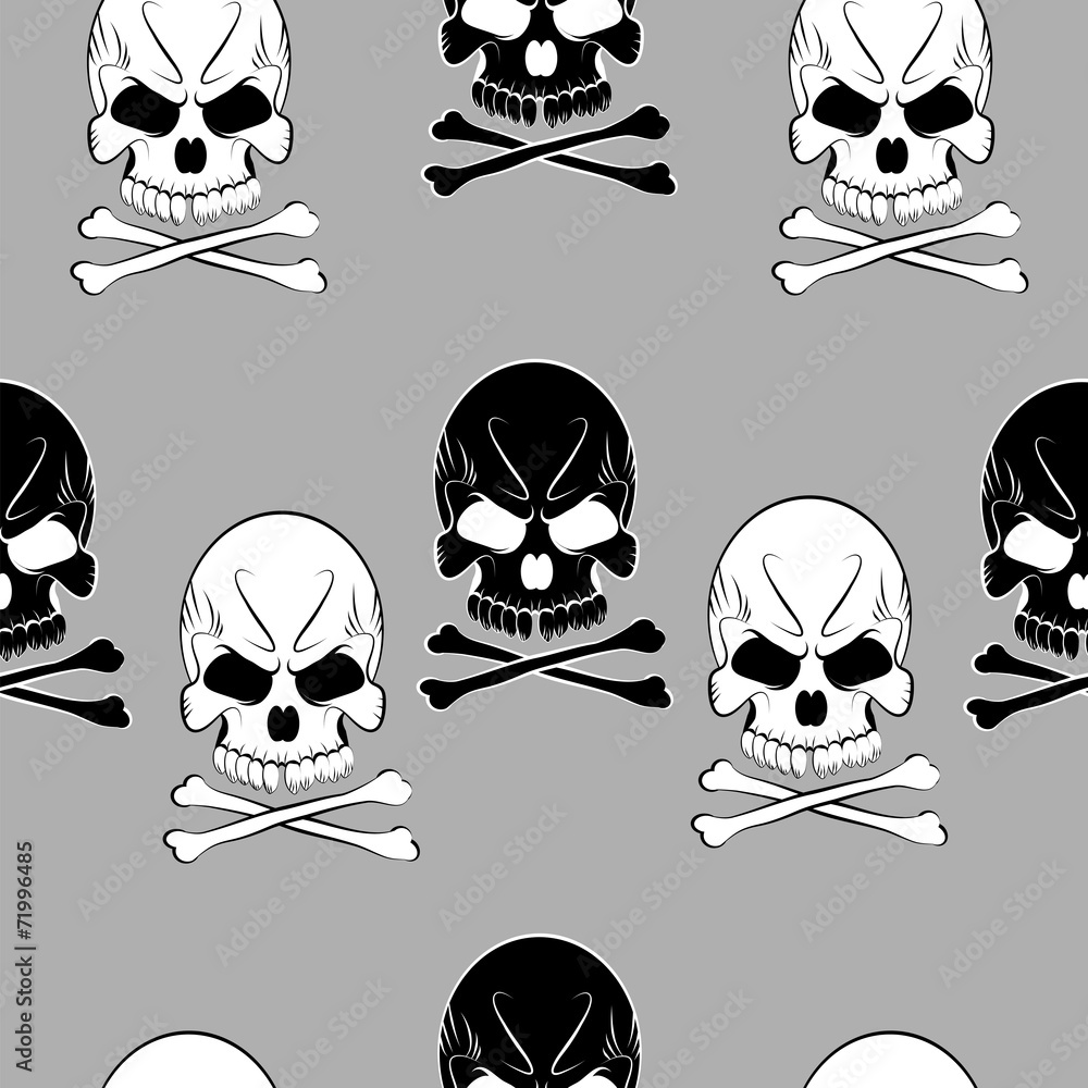 Vector Seamless pattern with skulls and bones  background