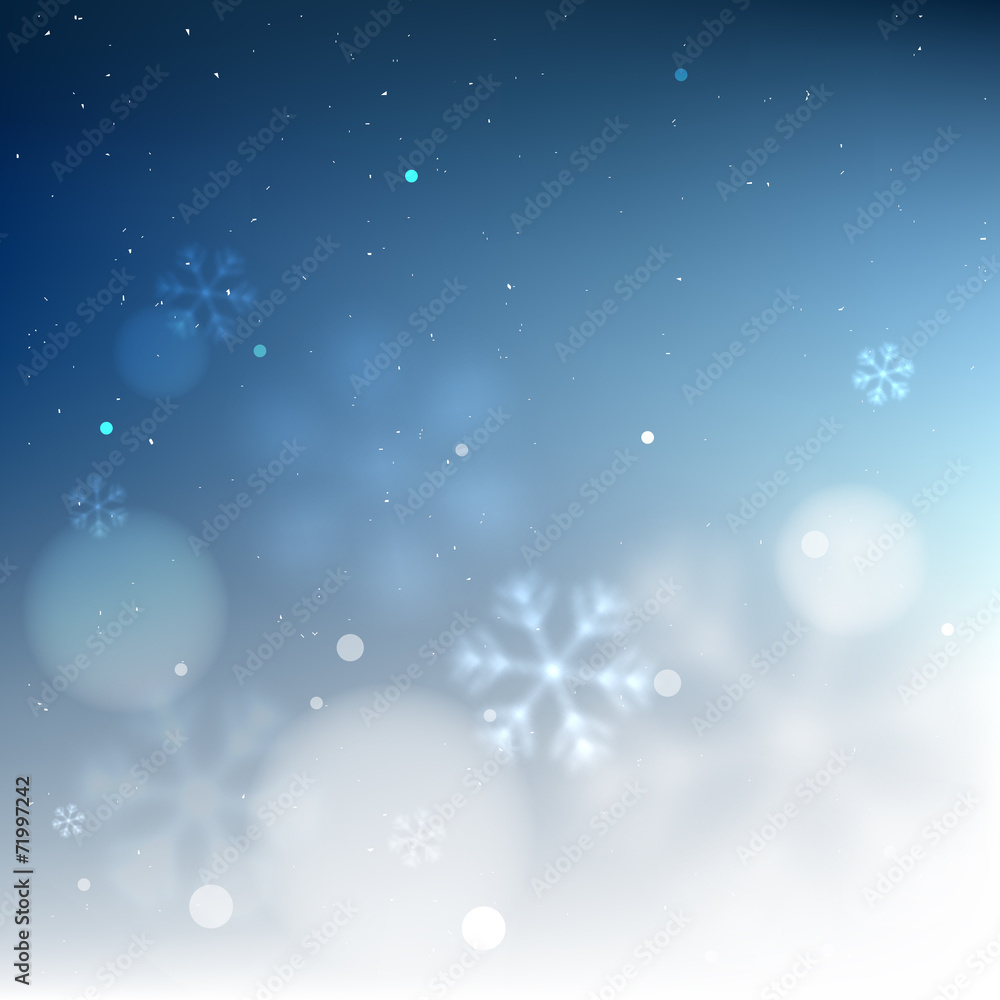 Blue bottom border snowy blurred background Blue bottom border snowy blurred background