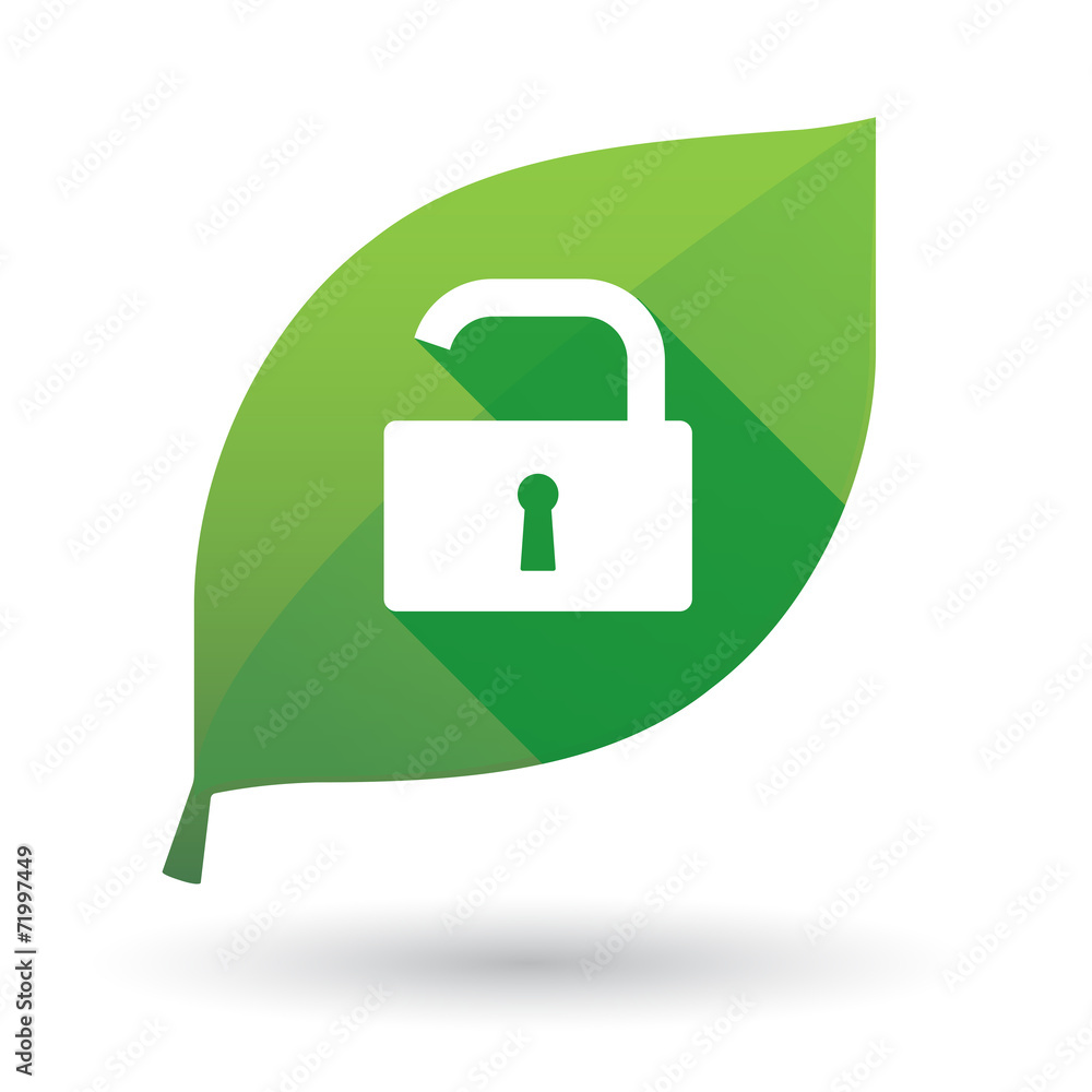 Green leaf icon with a lock pad