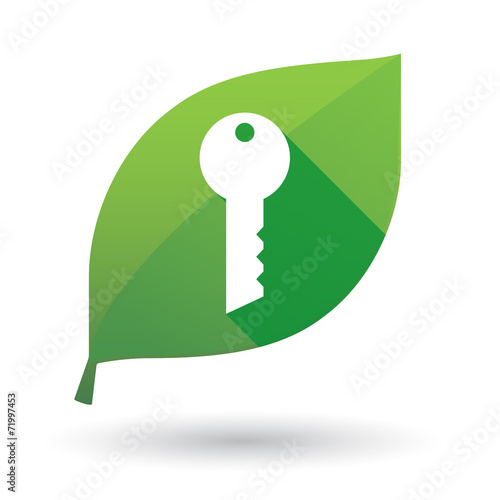 Green leaf icon with a key
