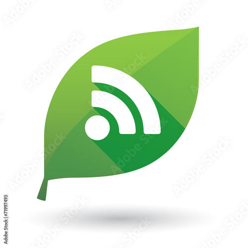 Green leaf icon with a feed sign