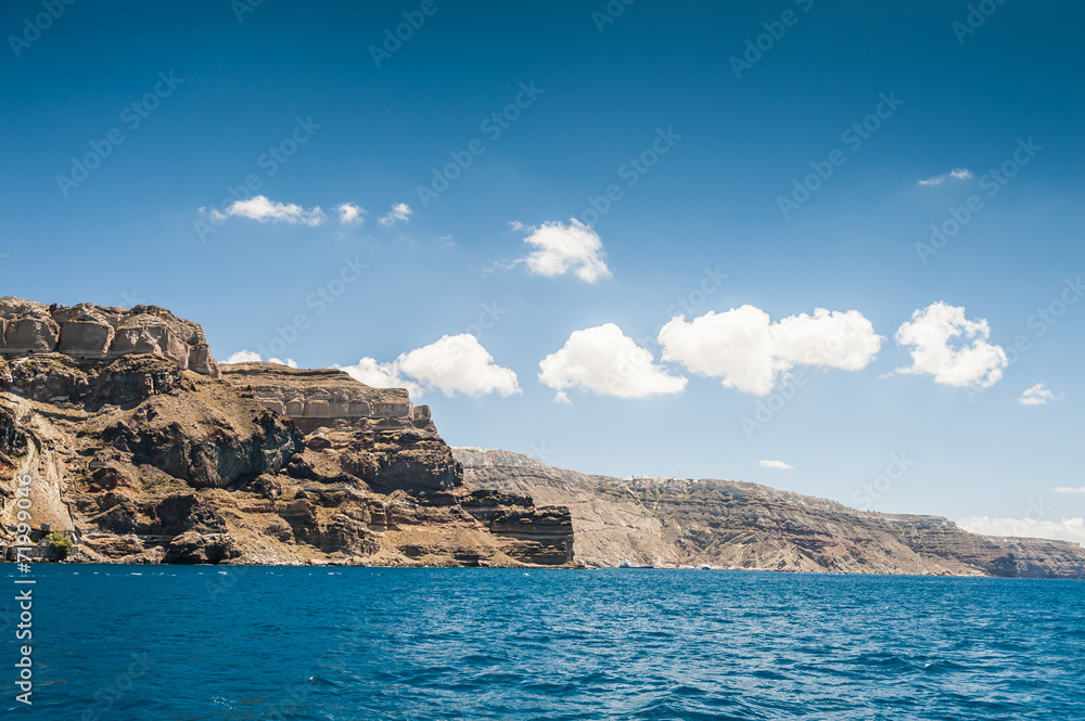 View from the sea on Santorini island, Greece - obrazy, fototapety, plakaty 