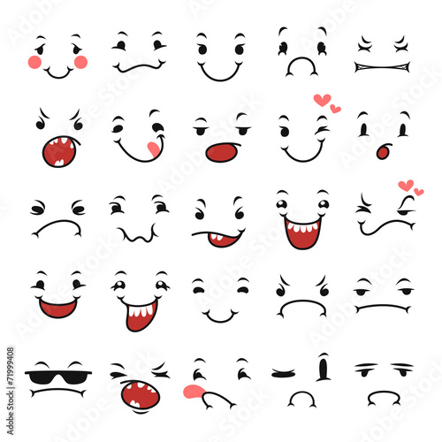 Doodle Facial Expressions Set For Humor Design